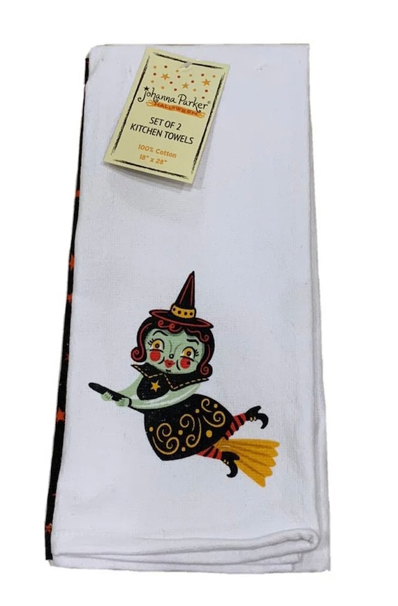 Johanna Parker Halloween Kitchen Towels, Ghost Towels, Witch Towels, Retro Halloween