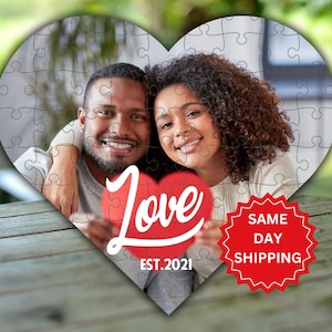 Valentine&#39;s Day Gift Heart Shaped Puzzle, Custom Photo Puzzle, Personalized Puzzle, Anniversary Gift for Him, Couple Gifts