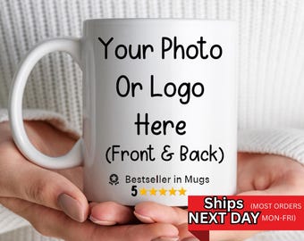 Custom Photo Coffee Mug Gift For Him Her Couples Office Mugs, Company Coffee Cups, Business Mugs