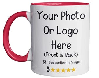 Personalized Photo Coffee Mug: Custom Text or Logo, 11oz Ceramic