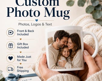 Custom Photo Coffee Mug, Personalized Logo Cup (Front & Back)