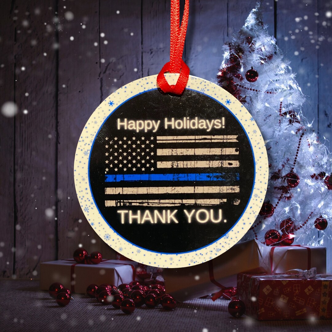 Back the Blue Christmas Ornament Support Law Enforcement Thin Blue Line Holiday Decor Etsy