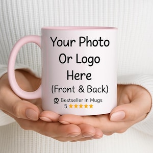 Custom Photo Coffee Mug: Pink Gift for Couples, Office & Business