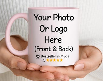 Custom Photo Coffee Mug: Pink Gift for Couples, Office & Business