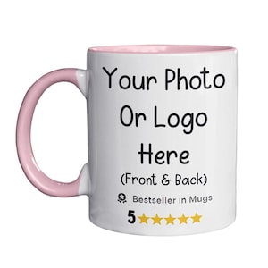 Personalized Photo Coffee Mug: Custom Text or Logo, 11oz Ceramic