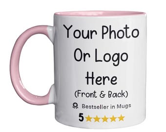 Personalized Photo Coffee Mug: Custom Text or Logo, 11oz Ceramic