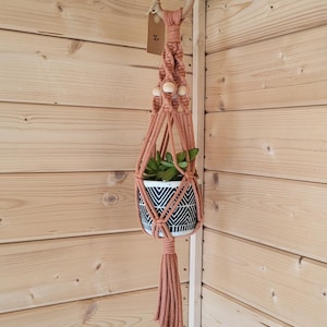 Macrame Plant Hanger, Orange Plant Hanger, Indoor Plant Hanger, Small Plant Hanger, Macrame Indoor Hanger
