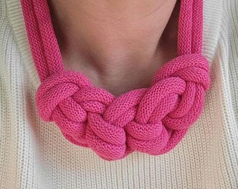 Loop Knot Necklace Rope Necklace. Recycled Cotton Cord. Statement Jewellery. Macrame. Other Colours Available