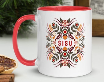 SISU Mug | Nordic Mug * Nordic Gift * Finnish Gift * Scandinavian Gift * Swedish Gift * Nordic Coffee Mug * Coffee Time * Folk Art Pattern