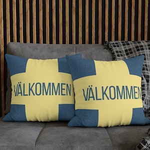 Välkommen Sweden Pillow Cover  | Valkommen Swedish Decor * Scandinavian Decor * Swedish Pillows * Decorative Pillow Cover * Throw Pillow