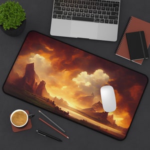 Nidavellir Desk Mat Norse Pagan Desk Decor Pad Norse Mythology Accessories Mousepad Svartlfheim Home of the Dwarves Black Elves Gamer Gift