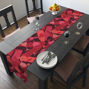 Wine Print Fabric Tablerunner Wine Decor Table Runner Red Wine Kitchen Decor Wine Lover Gift Idea Red Wine Art Print Table Bar Art Print