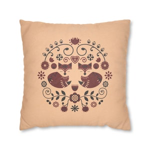 Nordic Folk Art Pillow Cover Scandinavian Folk Art Pillow Case Scandinavian Pillow Woodland Gift Norwegian Swedish Folk Art Fox Pillow