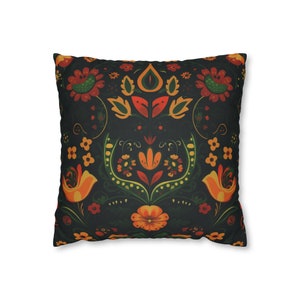 Nordic Folk Art Pillow Cover Scandinavian Decor Swedish Decor Nordic Throw Pillow Case Scandinavian Pillow Cover Norwegian Folk Art Decor