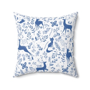 Scandinavian Folk Art Pillow Cover | Norwegian * Danish Folk Art * Swedish Pillow * Decorative Pillow Case * Fox Pillow * Forest Pillow