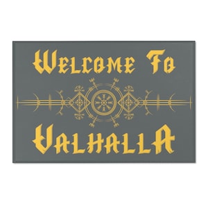 Valhalla Doormat |  Norse Pagan Decor * Vegvisir Wayfinder * Mythology * Runic *  Until Valhalla * Viking Compass * College Apartment Decor