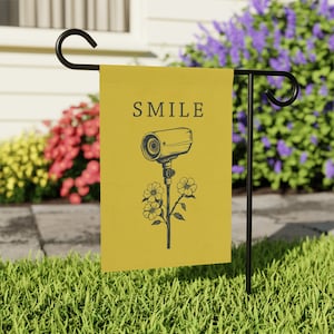 Smile You&#39;re on Camera Sign Nordic Garden Flag Scandinavian Decor Modern Decor Nordic Home Decor Gift For Mamma for Pappa Gift for Mormor