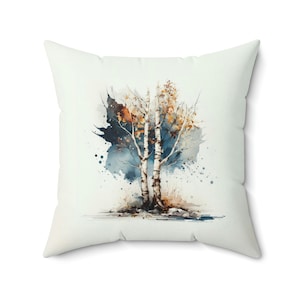 Watercolor Birch Tree Pillow Cover | Woodland Birch Bark * Tree Branches * Landscape Home Decor * Living Room * Pillow Case * Cushion Cover