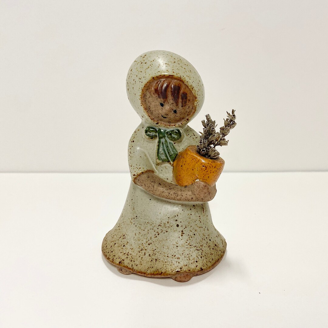 Vintage Speckled Art Pottery Girl Figure 1960s Uctci Japan Etsy