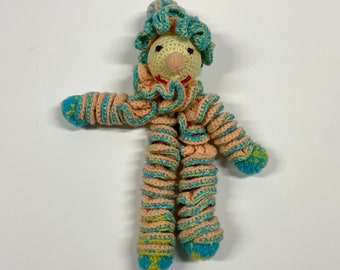 Vintage Crocheted Yarn Clown Doll Handmade 1970s