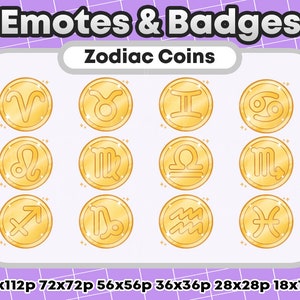 12x Gold Metallic Space Zodiac Token Channel Points/ Emote / Role Icons or Badges - For Twitch Youtube Discord Emote (Kawaii Winner Badge)