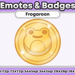 Gold Metallic Frogaroon Dessert Froggy Emote, Channel Points, Role Icons, Sub/Bit Badges -Tokens/Coins- Twitch Youtube Discord Emote Kawaii