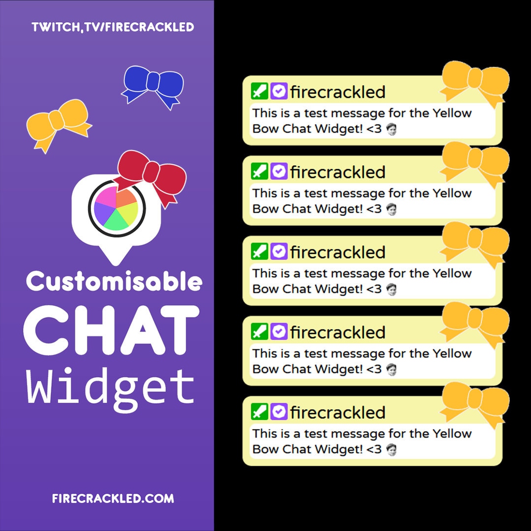 Yellow Bow Twitch Chat Widget - Animated - Works With OBS Studio ...