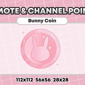 Bunny Coin Channel Points or Badges - Twitch Youtube Discord Emote Kawaii Pastel Pink Token