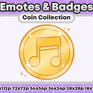 Gold Music Note Metallic Token/Coin Channel Points Role Icons or Badges - Twitch Youtube Discord Emote Kawaii - Winner Badge