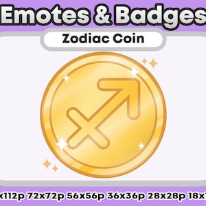 Gold Sagittarius Metallic Zodiac Token Channel Points/ Emote / Role Icons or Badges - For Twitch Youtube Discord Emote (Kawaii Winner Badge)