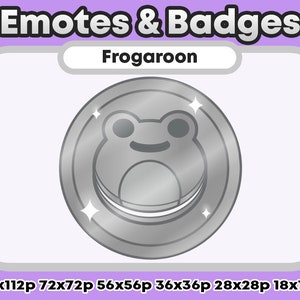 Silver Metallic Frogaroon Dessert Froggy Emote, Channel Points, Role Icons, Sub/Bit Badge -Tokens/Coins- Twitch Youtube Discord Emote Kawaii