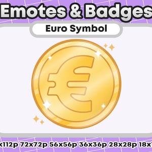 Gold Euro Metallic Token/Coin Channel Points Role Icons or Badges - Twitch Youtube Discord Emote Kawaii - Winner Badge