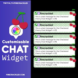 Checkered Blue Cherry Twitch Chat Widget - Animated - Works with OBS Studio, StreamElements, and StreamLabs
