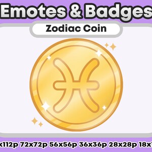 Gold Pisces Metallic Zodiac Token Channel Points/ Emote / Role Icons or Badges - For Twitch Youtube Discord Emote (Kawaii Winner Badge)