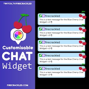Blue Cherry Twitch Chat Widget - Animated - Works with OBS Studio, StreamElements, and StreamLabs