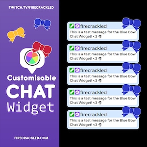 Blue Bow Twitch Chat Widget - Animated - Works with OBS Studio, StreamElements, and StreamLabs