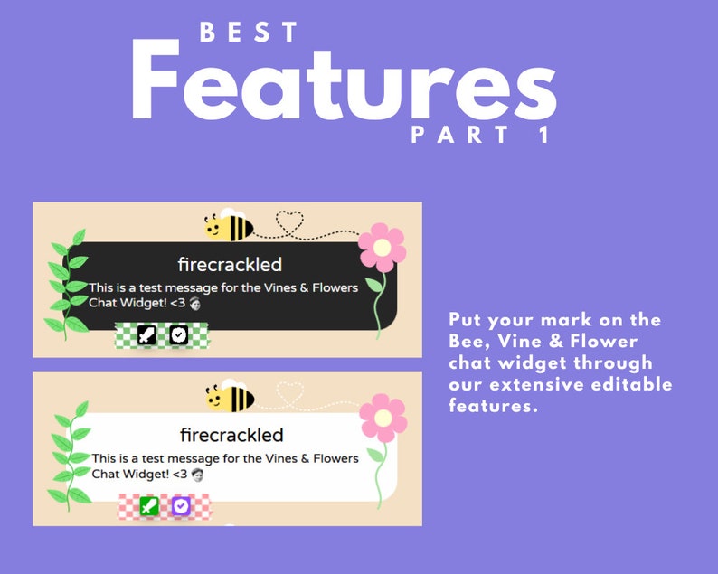 Bee, Vine & Flowers Danish Pastel Twitch Chat Widget - Animated - Works ...