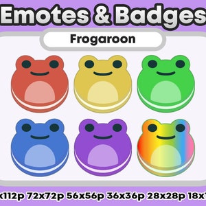 6x Frogaroon Dessert Froggy Emote, Channel Points, Role Icons or Sub/ Bit Badges - Twitch Youtube Discord Emote Kawaii