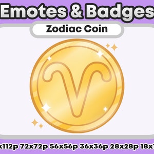 Gold Aries Metallic Zodiac Token Channel Points/ Emote / Role Icons or Badges - For Twitch Youtube Discord Emote (Kawaii Winner Badge)