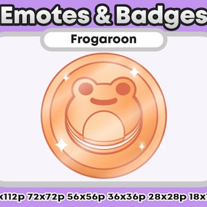 Copper Metallic Frogaroon Dessert Froggy Emote, Channel Points, Role Icons, Sub/Bit Badge -Tokens/Coins- Twitch Youtube Discord Emote Kawaii