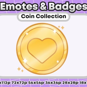 Gold Heart Metallic Token/Coin Channel Points Role Icons or Badges - Twitch Youtube Discord Emote Kawaii - Winner Badge