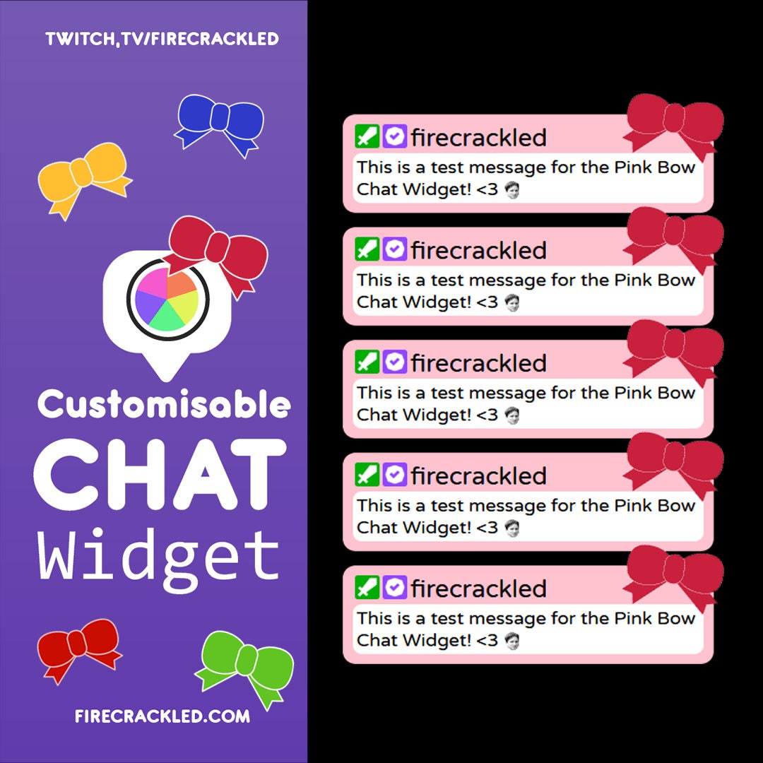 Pink Bow Twitch Chat Widget - Animated - Works With OBS Studio ...