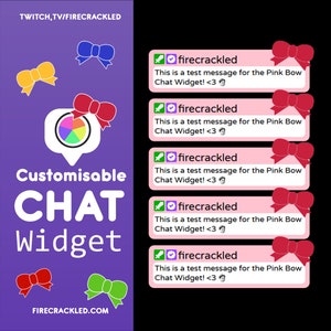 Pink Bow Twitch Chat Widget - Animated - Works with OBS Studio, StreamElements, and StreamLabs