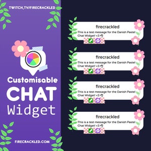 Vines & Flowers Danish Pastel Twitch Chat Widget - Animated - Works with OBS Studio, StreamElements, and StreamLabs