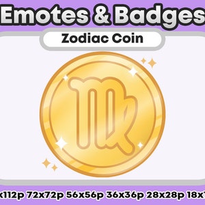Gold Virgo Metallic Zodiac Token Channel Points/ Emote / Role Icons or Badges - For Twitch Youtube Discord Emote (Kawaii Winner Badge)