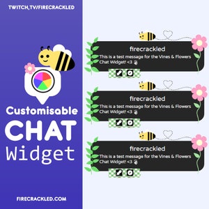 Bee, Vine & Flowers Danish Pastel Twitch Chat Widget - Animated - Works with OBS Studio, StreamElements, and StreamLabs