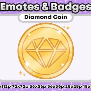 Gold Diamond Metallic Token/Coin Channel Points Role Icons or Badges - Twitch Youtube Discord Emote Kawaii - Winner Badge