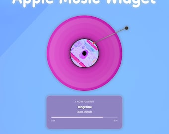 Widget de Apple Music para Twitch, YouTube, Kick, TikTok - Colores dinámicos de álbumes - Estética de vinilo acogedora para streamers - StreamElements OBS