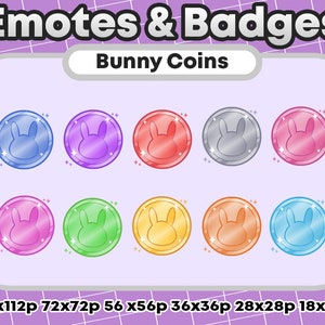 10x Bunny Token/Rabbit Token Channel Points Role Icons or Badges - Twitch Youtube Discord Emote Kawaii