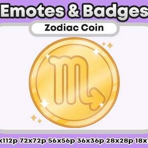 Gold Scorpio Metallic Zodiac Token Channel Points/ Emote / Role Icons or Badges - For Twitch Youtube Discord Emote (Kawaii Winner Badge)